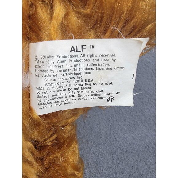 Vintage 1986 ALF Plush Stuffed Animal Doll Coleco TV Character Brown 1980s Alien - Picture 2 of 12